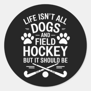Sticker Rond Chiens de hockey sur gazon Drôle de hockey sur gaz