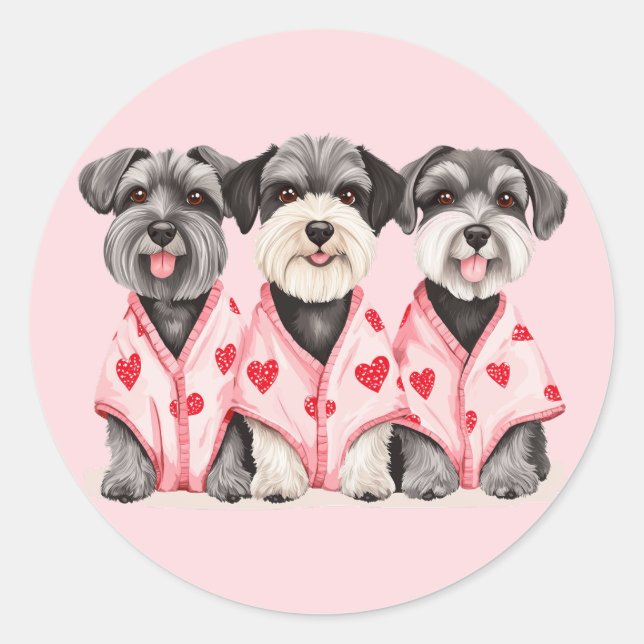 Sticker Rond Chiens de la Saint Valentin (Devant)