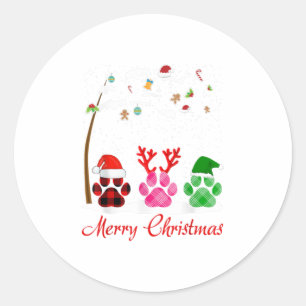 Sticker Rond Chiens de pâtés joyeux chemise de Noël drôle