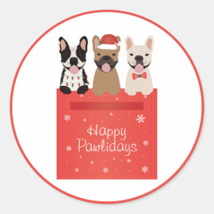 Sticker Rond Chiens de taureau français de Happy Pawlidays