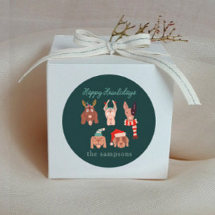 Sticker Rond Chiens de vacances Joyeux Howlidays