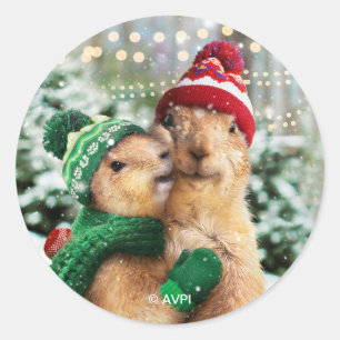 Sticker Rond Chiens des Prairies de Noël