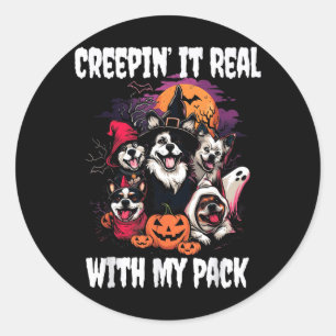 Sticker Rond Chiens d'Halloween