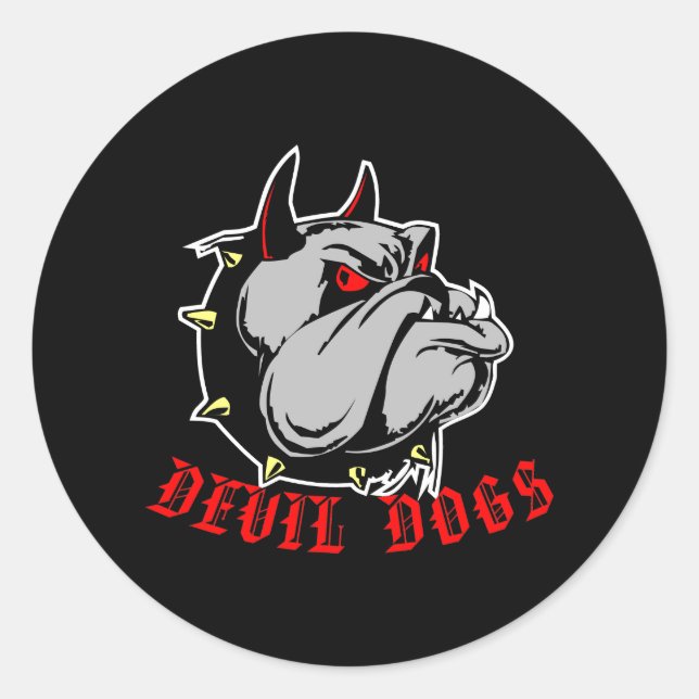 Sticker Rond Chiens diaboliques Bulldog noirs (Devant)