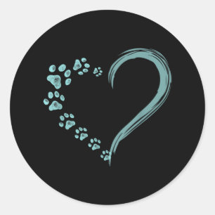 Sticker Rond Chiens Empreinte de patte Coeur Chien Maman
