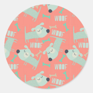 Sticker Rond Chiens et os de Woof