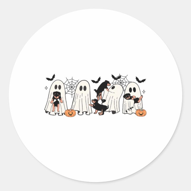 Sticker Rond Chiens Fantômes Amoureux de les chiens Hommes Femm (Devant)
