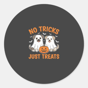 Sticker Rond Chiens fantômes d'Halloween Pas de tours juste des