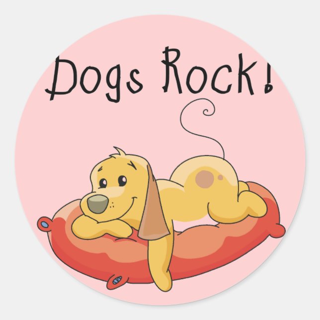 Sticker Rond Chiens Rock Tshirts et cadeaux (Devant)