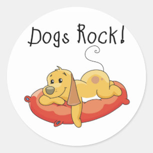 Sticker Rond Chiens Rock Tshirts et cadeaux