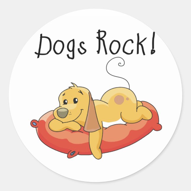 Sticker Rond Chiens Rock Tshirts et cadeaux (Devant)