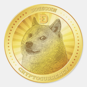 Sticker Rond Chiffre de pièce de monnaie Dogecoin