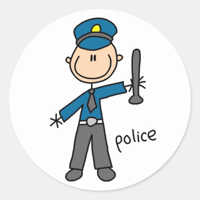 Sticker Rond Chiffre du bâton de policier (Devant)