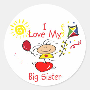 Sticker Rond Chiffre fille de bâton de grande soeur d'amour