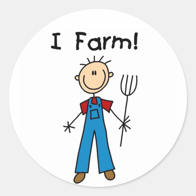 Sticker Rond Chiffre T-shirts et cadeaux de bâton d'agriculteur (Devant)