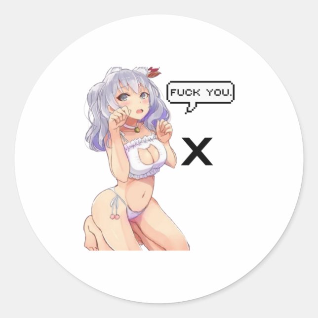 Sticker Rond Chiffres Anime Fille Japonaise Foxy Sexy Chat Ea (Devant)