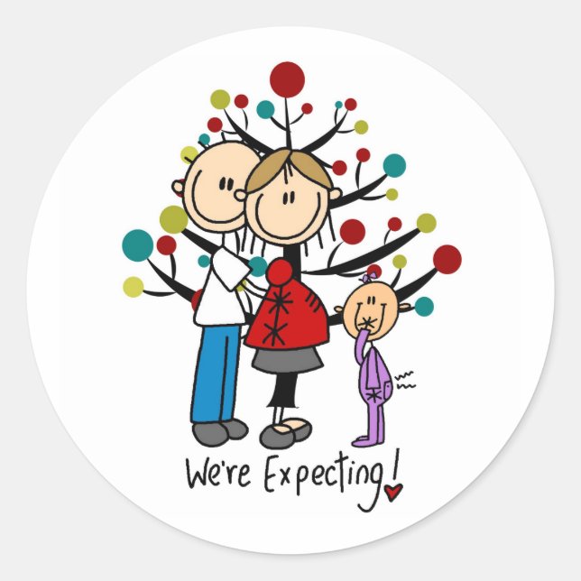 Sticker Rond Chiffres de bâton Fille des parents attendus (Devant)