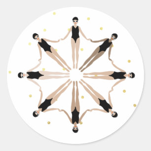 Sticker Rond Chiffres d'or des nageurs synchronisés artistiques