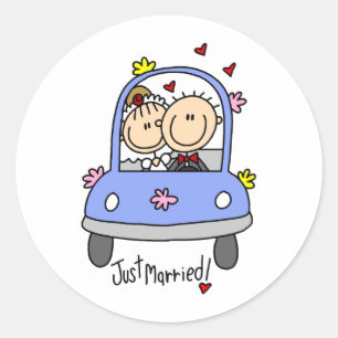 Sticker Rond Chiffres mariés de bâton de Newleywed juste