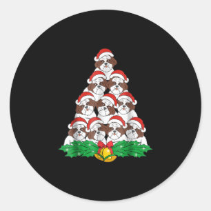 Sticker Rond Chih Tzu Christmas Tree Chien Xmas Lover