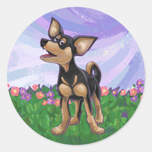 Sticker Rond Chihuahua Cadeaux et accessoires (Devant)