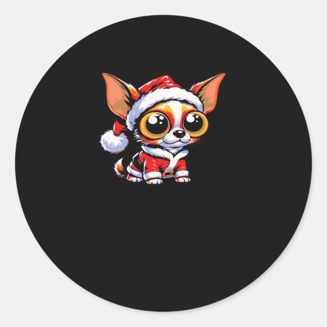 Sticker Rond Chihuahua Chien Père Noël Classic T-Shirt (Devant)