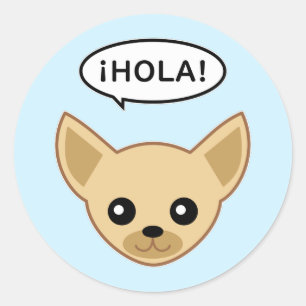 Sticker Rond Chihuahua dit ¡Hola!