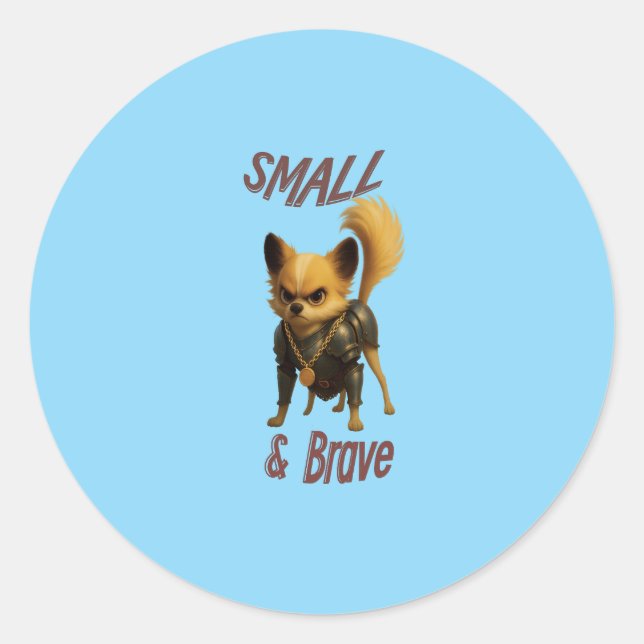 Sticker Rond Chihuahua le courageux (Devant)