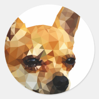 Sticker Rond Chihuahua Low Poly Art