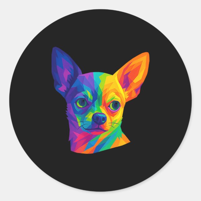 Sticker Rond Chihuahua P Art Rtrait For Dog Owners  (Devant)