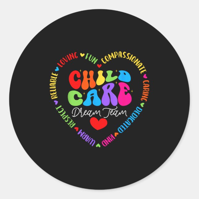 Sticker Rond Chilare Dream Team Daycare Crew School Provider Te (Devant)