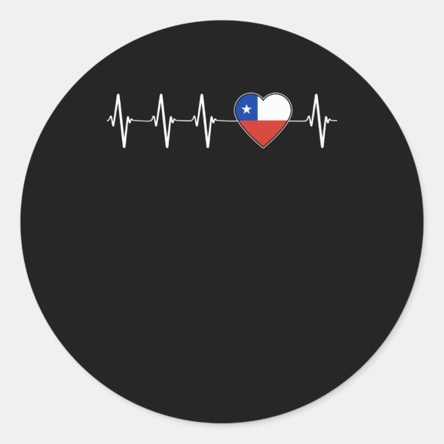 Sticker Rond Chilien Heartbeat I Love Chili Drapeau Heart Count (Devant)