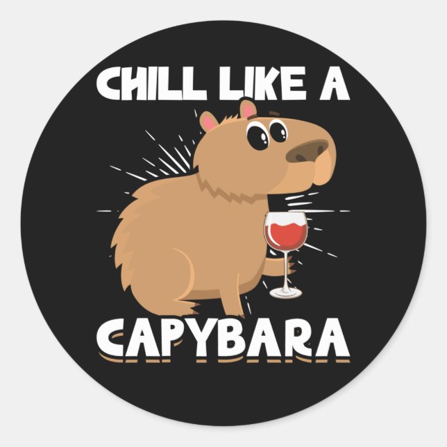 Sticker Rond Chill Capybara Cute Amant Animal (Devant)