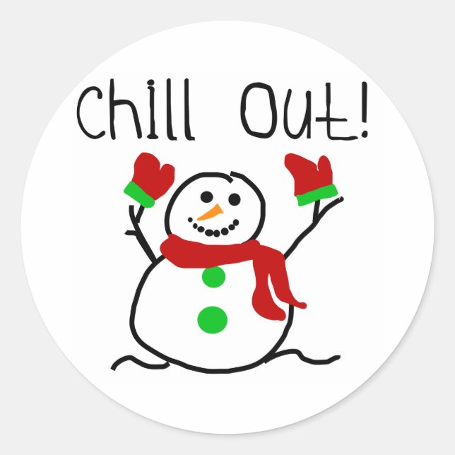 Sticker Rond Chill Out Snowman vacances (Devant)