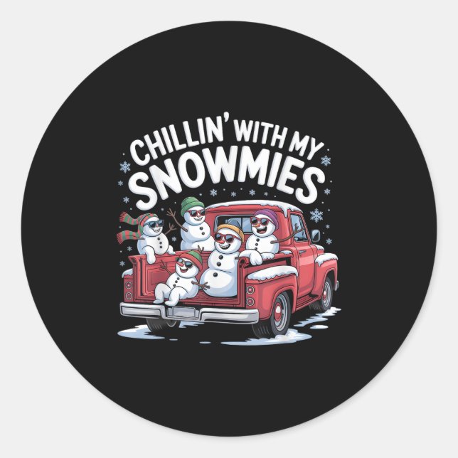 Sticker Rond Chillat Avec Mes Neiges Coupe Camion Snowman Chris (Devant)