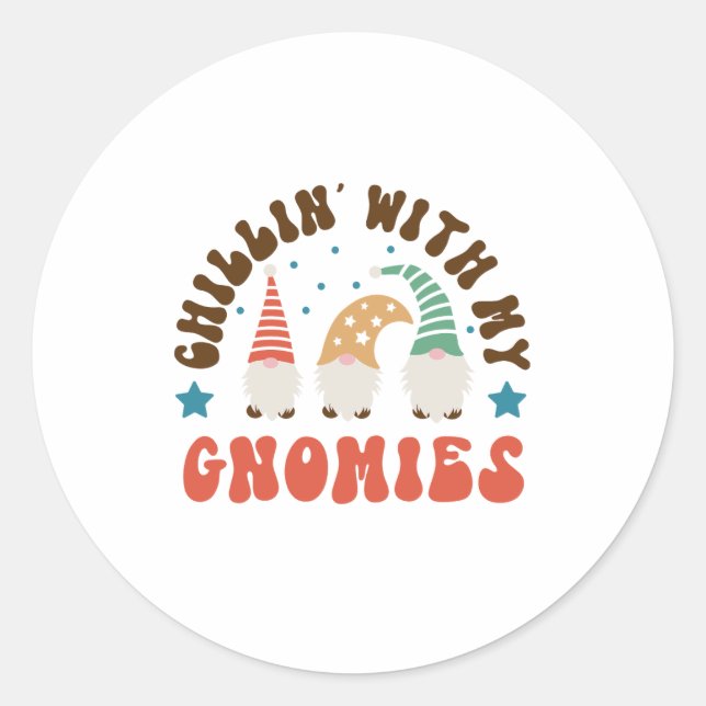 Sticker Rond Chillin cadeau de Noël avec mes nomies (Devant)
