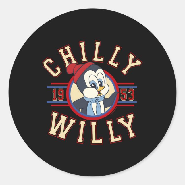 Sticker Rond Chilly Willy 1953 Throwback Collegiate (Devant)