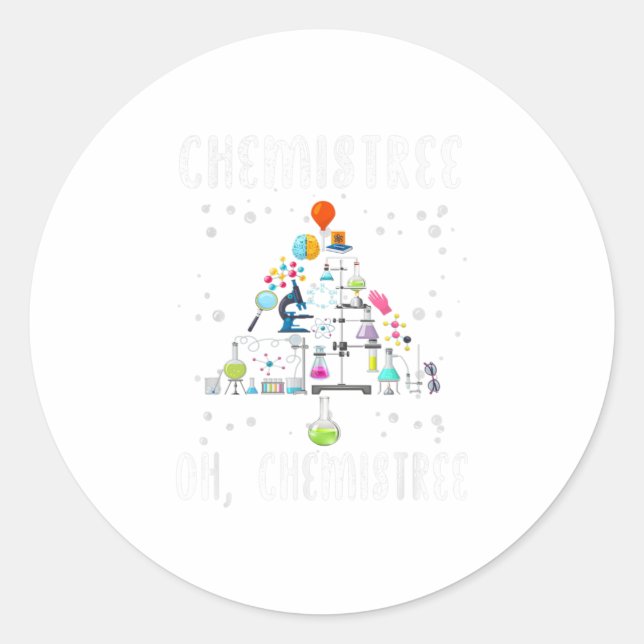 Sticker Rond Chimiste Oh Chemistree Xmas Tree Science (Devant)