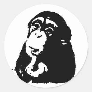 Sticker Rond Chimpanzé Pop Art Thinking