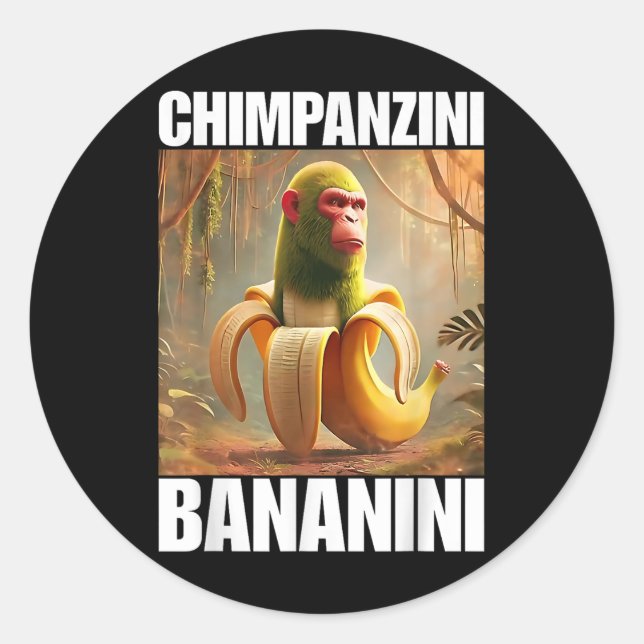 Sticker Rond Chimpanzini Bananini - Mème Italien de Brainrot (Devant)
