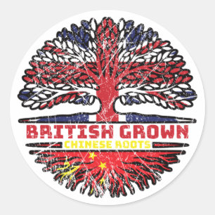 Sticker Rond China Chinese Uk United Kingdom British Tree Roots