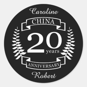 Sticker Rond Chine Anniversaire traditionnel des mariages 20 an