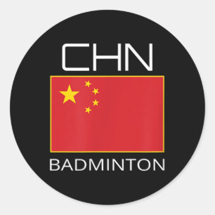 Sticker Rond Chine Badminton Équipe Ventilateur Cadeau Athlète 