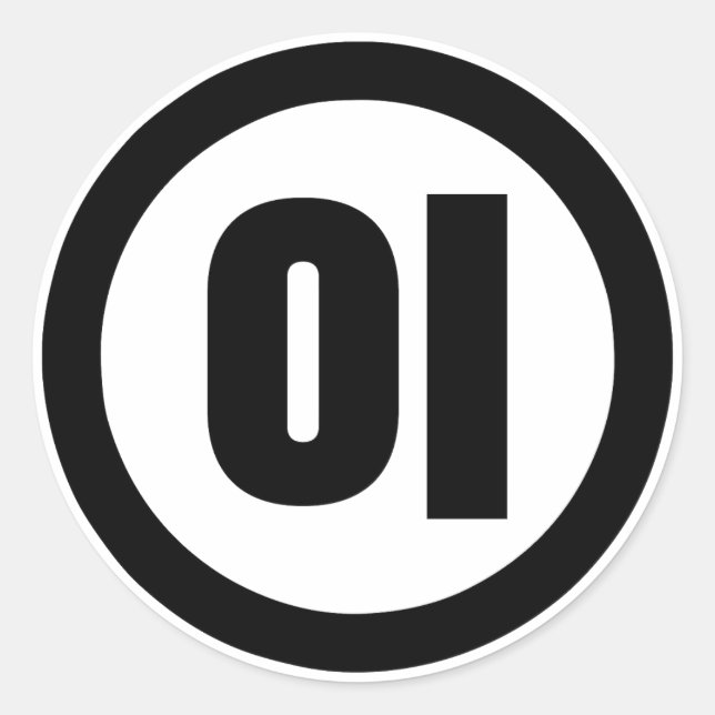 Sticker Rond Chine coréenne Numéro 2 Deux 이 (Devant)