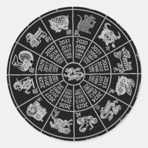 Sticker Rond Chine Horoscope Zodiac Wheel Sitckers