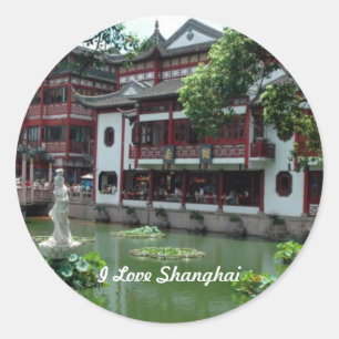 Sticker Rond Chine : J'aime Shanghai, Chine