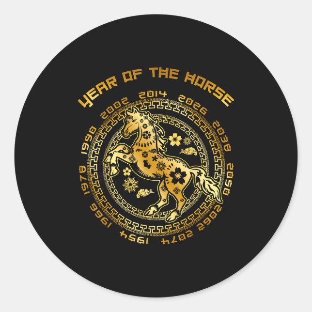 Sticker Rond Chinese New Year Of The Horse Chinese Zodiac Year  (Devant)