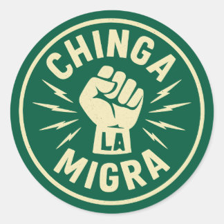 Sticker Rond Chinga La Migra - Anti Ice