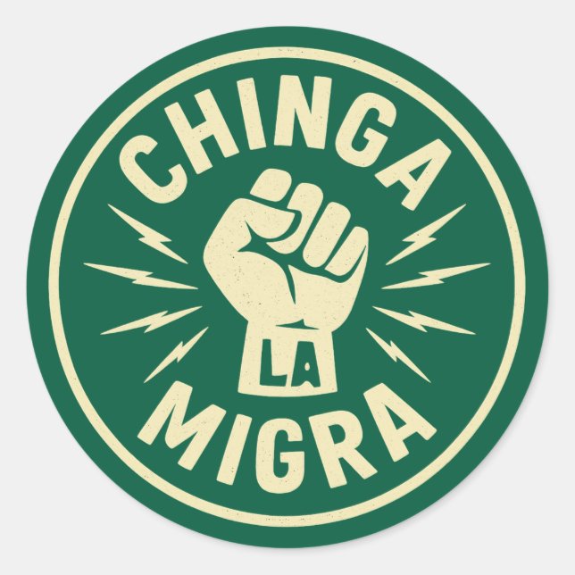 Sticker Rond Chinga La Migra - Anti Ice (Devant)