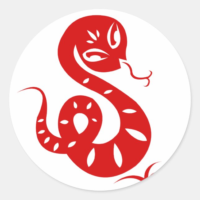 STICKER ROND CHINOIS ZODIAC PAPERCUT SNAKE ILLUSTRÉ CHEMISE (Devant)